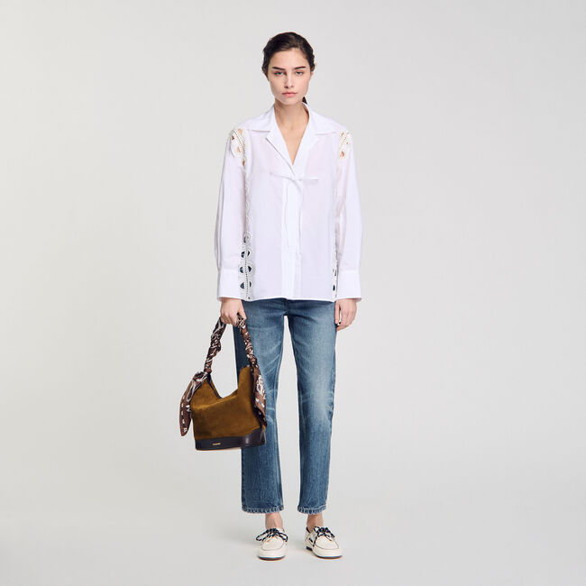 Overhemdblouse van popeline