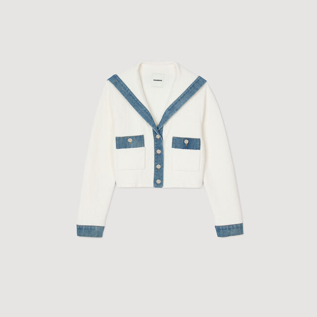 Cardigan vest met denim