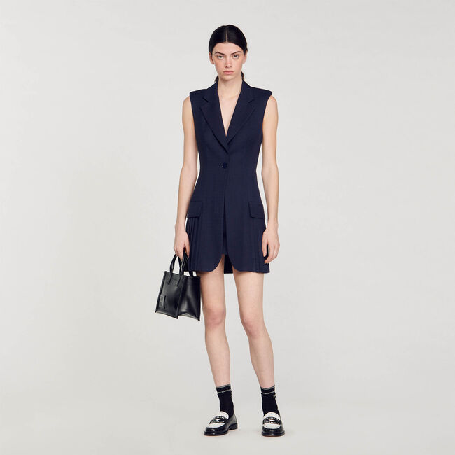 Korte jurk blazer stijl geplooid