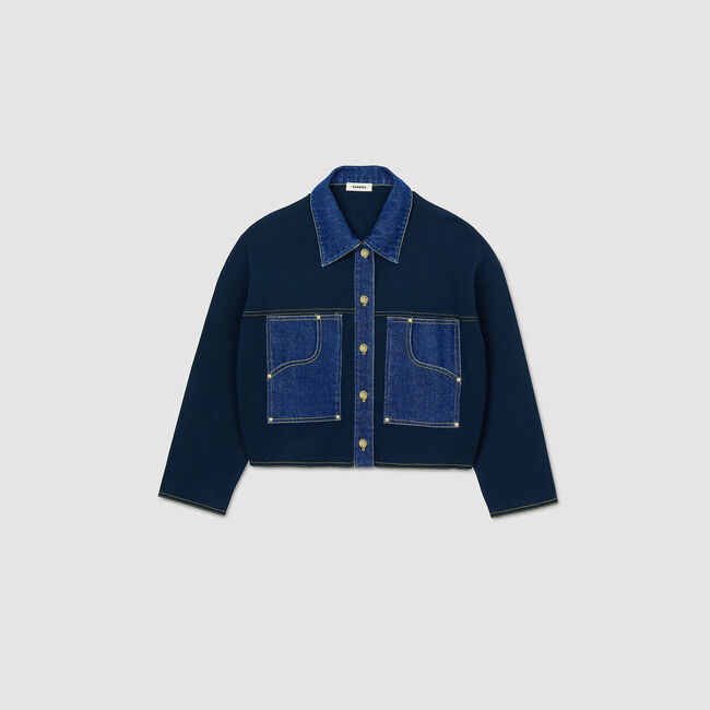Cardigan vest met denim details