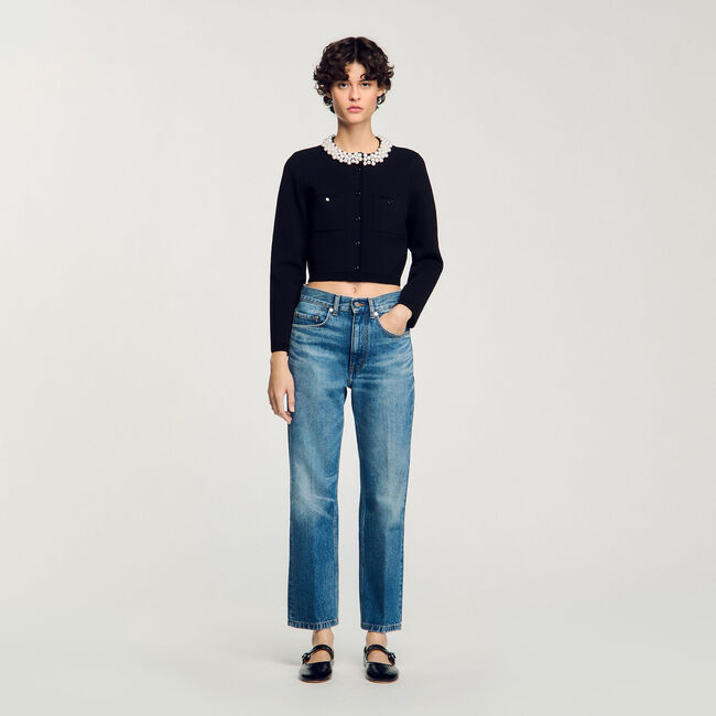 Cardigan vest kraag met parels