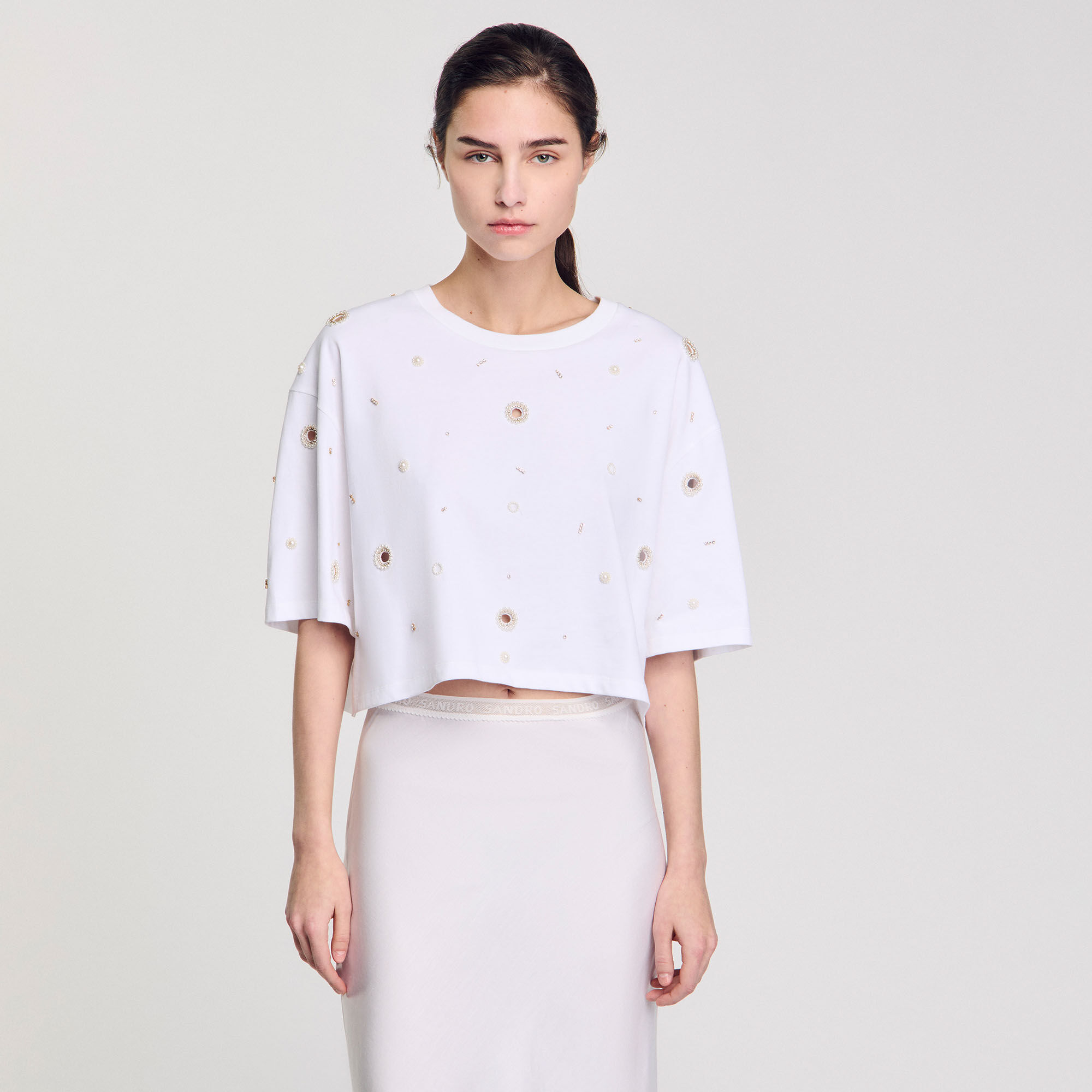 Kort T-shirt met parels