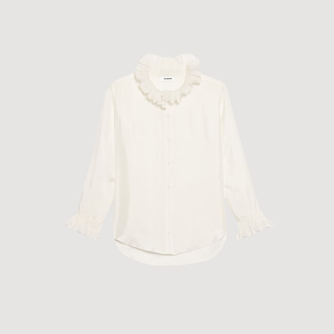 Soepelvallende blouse met plooikraag