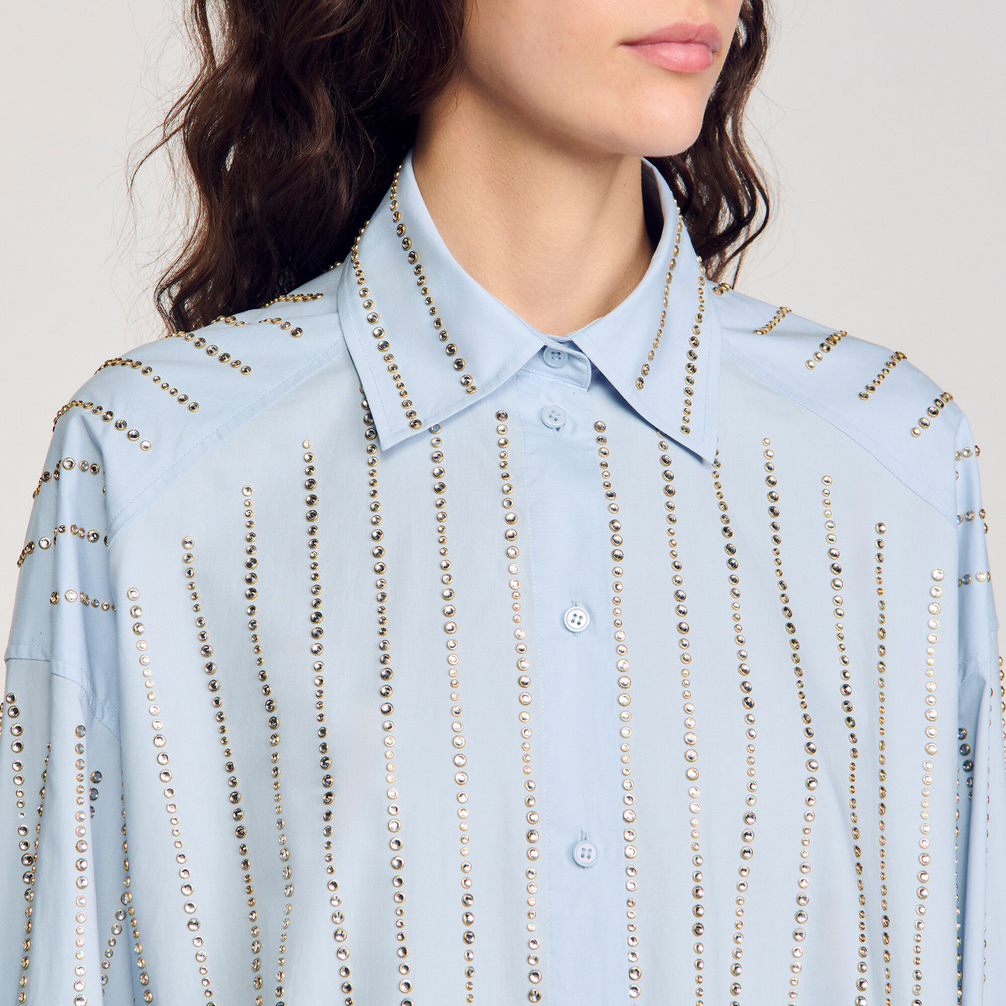 Overhemdblouse met stras