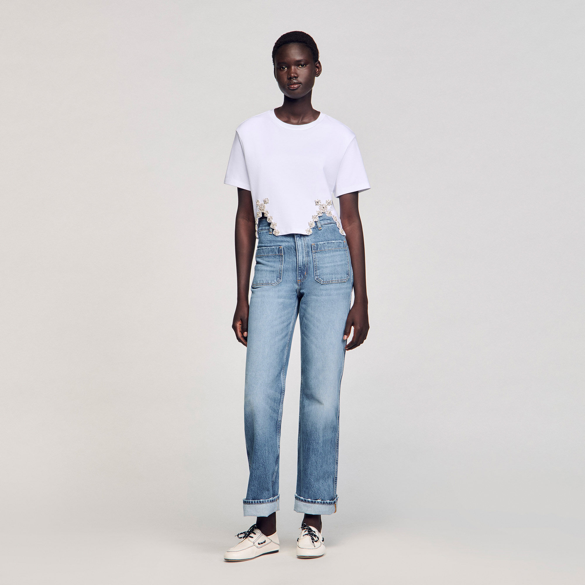 Kort T-shirt met stras