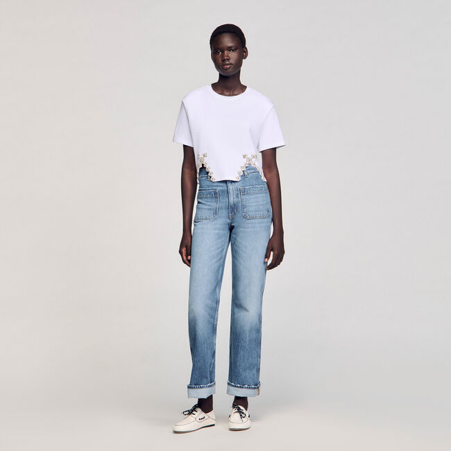 Kort T-shirt met stras