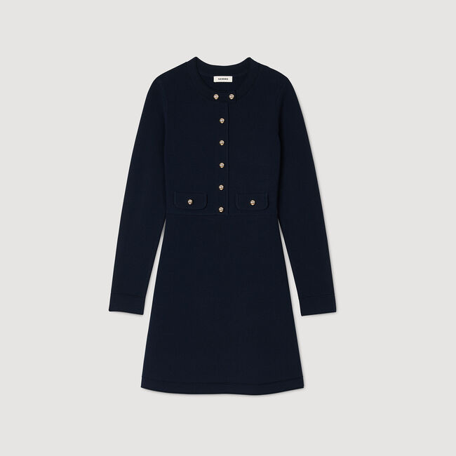 Korte jurk tricot knoopsluiting