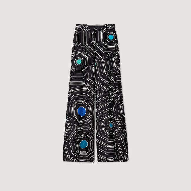 Pantalon zijde Spirales print