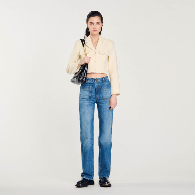 Verbleekte wijd uitlopende jeans