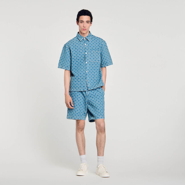 Square cross denim overhemd