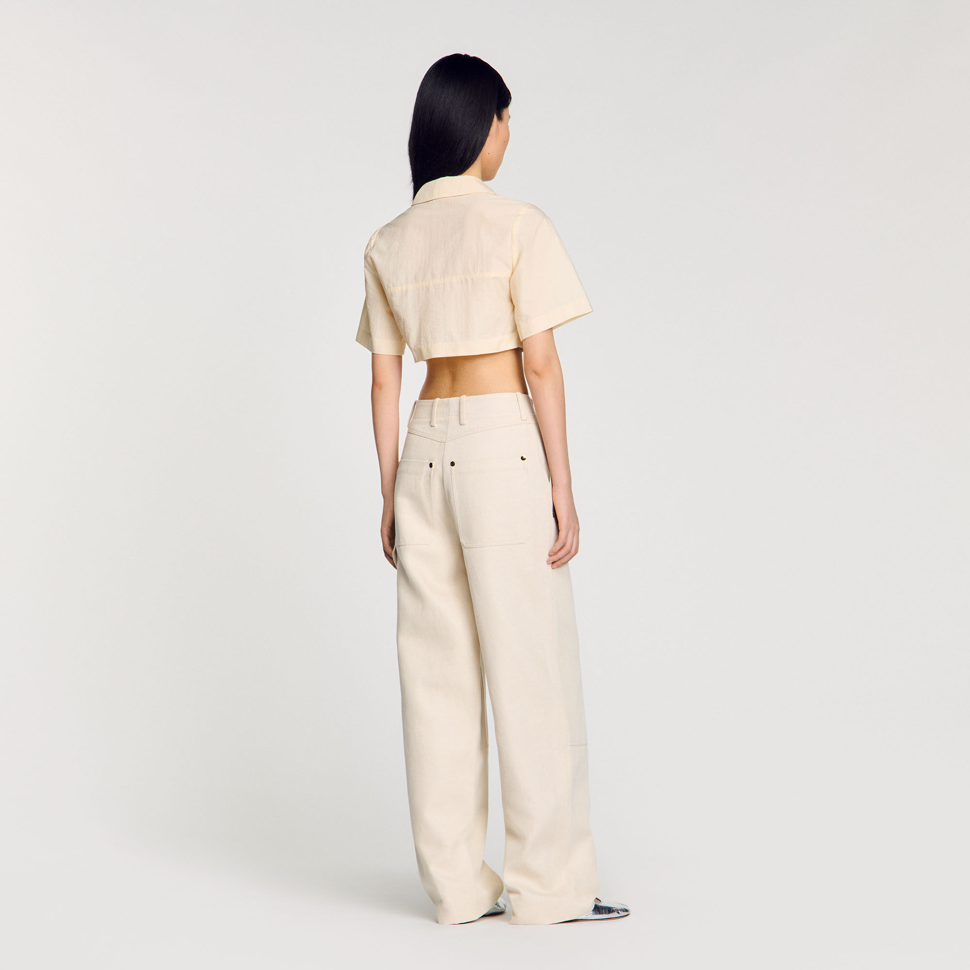 Korte overhemdblouse geplooid