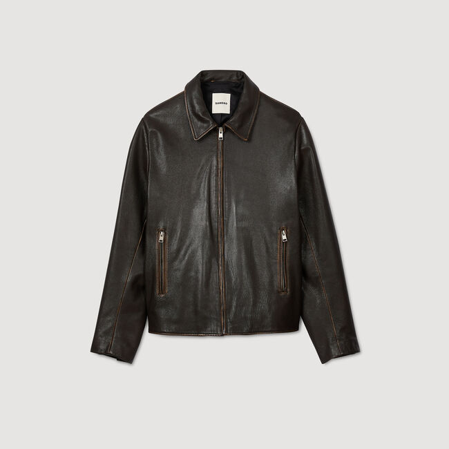 Leren jack verweerde look