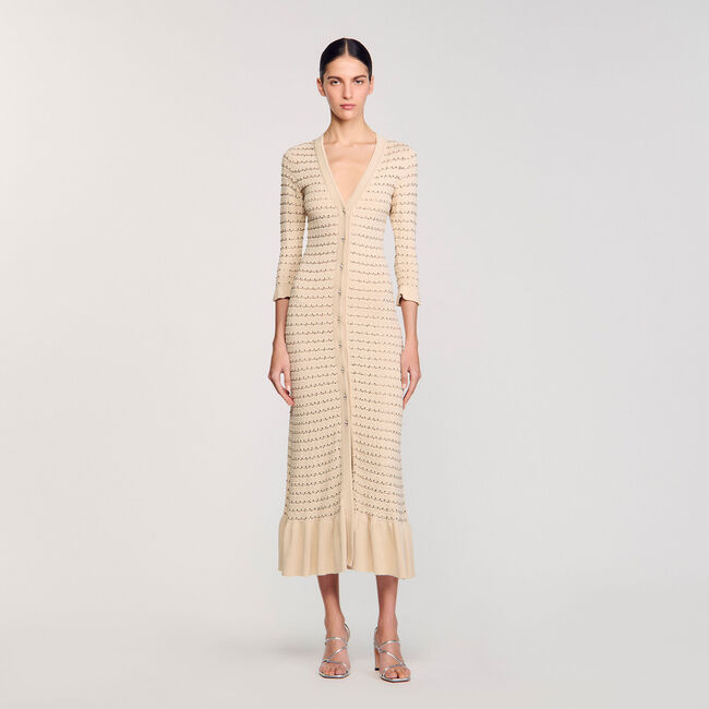 Lange jurk tricot met stras