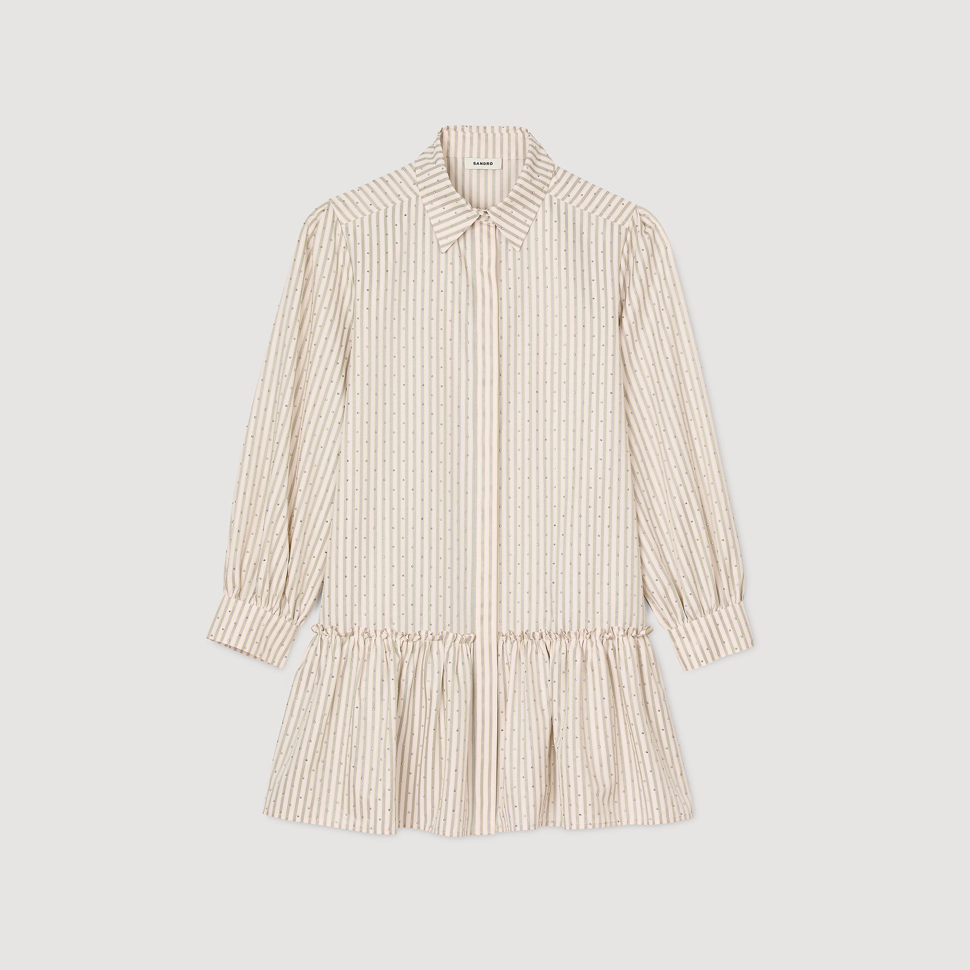 Jurk overhemdblouse gestreept met stras