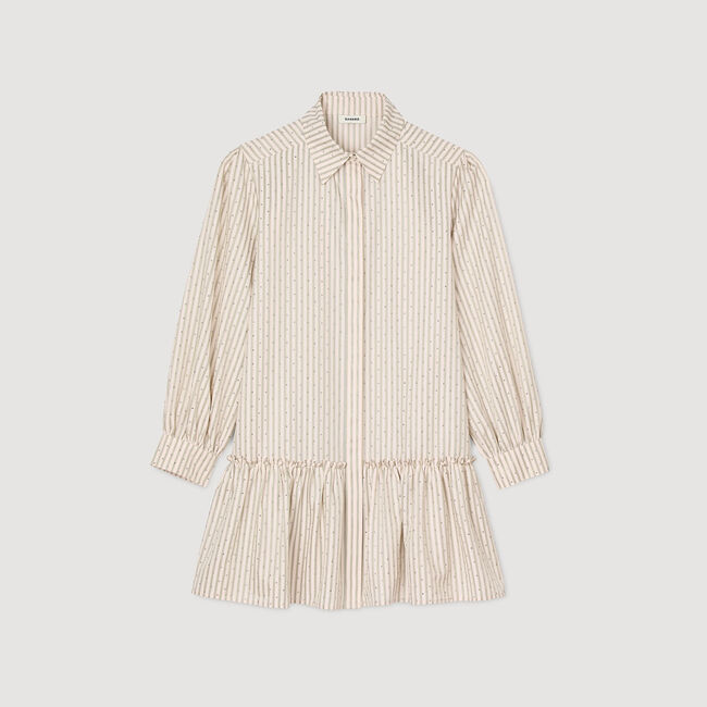 Jurk overhemdblouse gestreept met stras