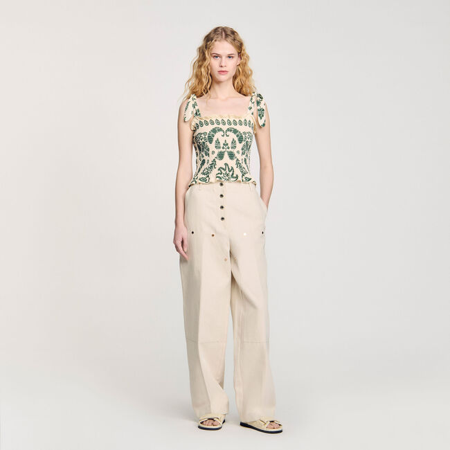 Top gesmokt met bloemenprint