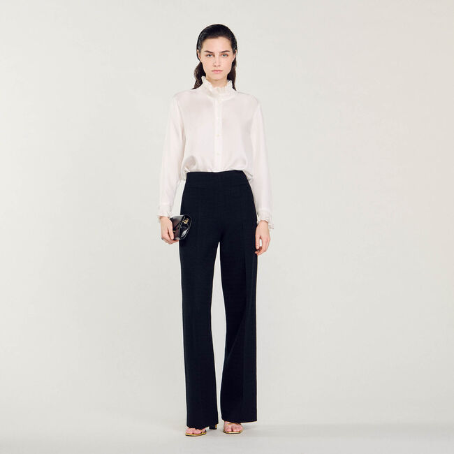 Soepelvallende blouse met plooikraag