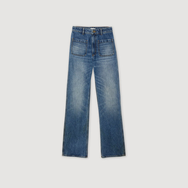 Verbleekte wijd uitlopende jeans