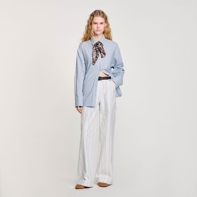Overhemdblouse lang striksluiting op rug