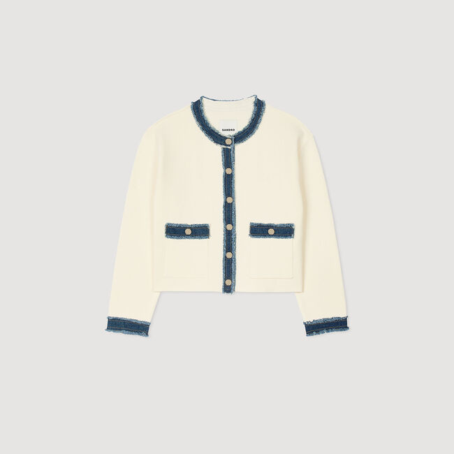 Cardigan vest met denim