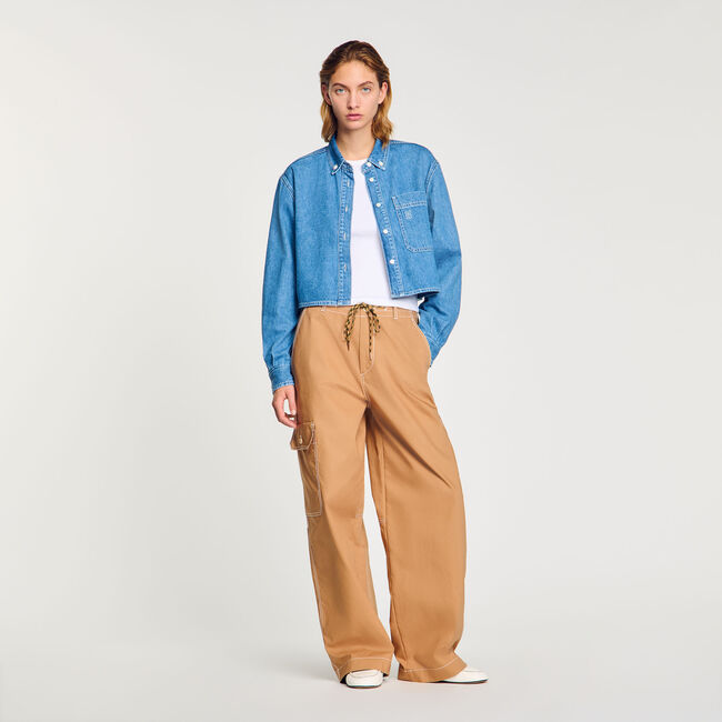 Overhemdblouse kort denim
