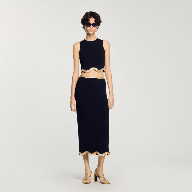 Lange rok tricot ketting details