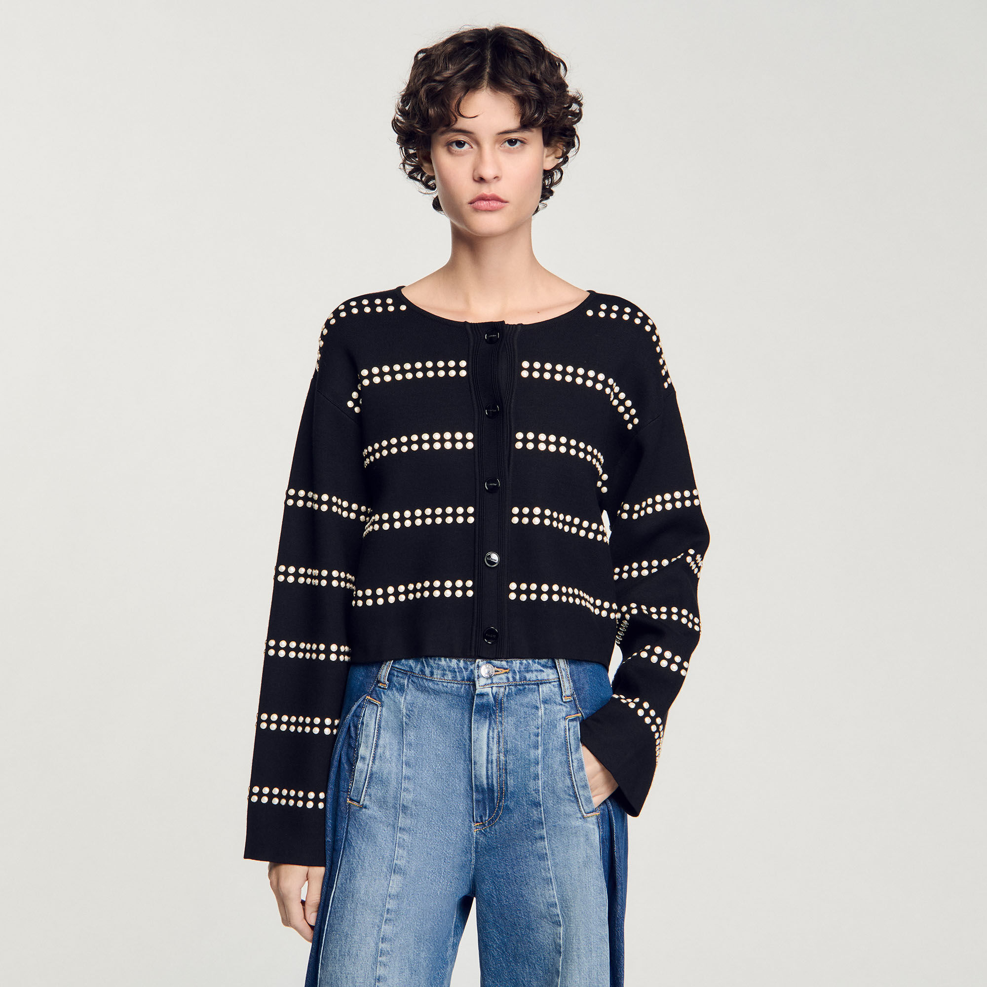 Cardigan vest met studs
