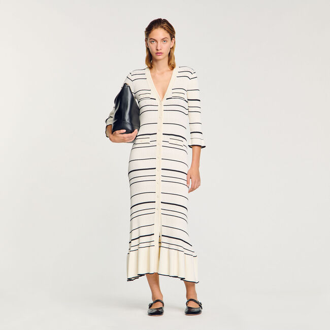 Lange jurk gestreept tricot