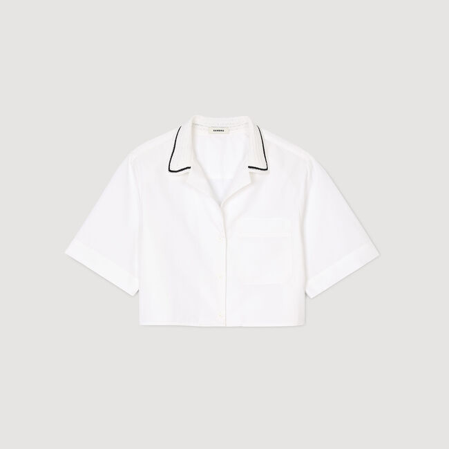 Overhemdblouse met gehaakte kraag