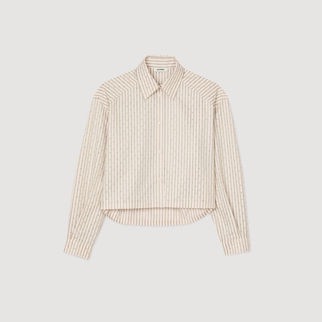 Overhemdblouse gestreept met stras