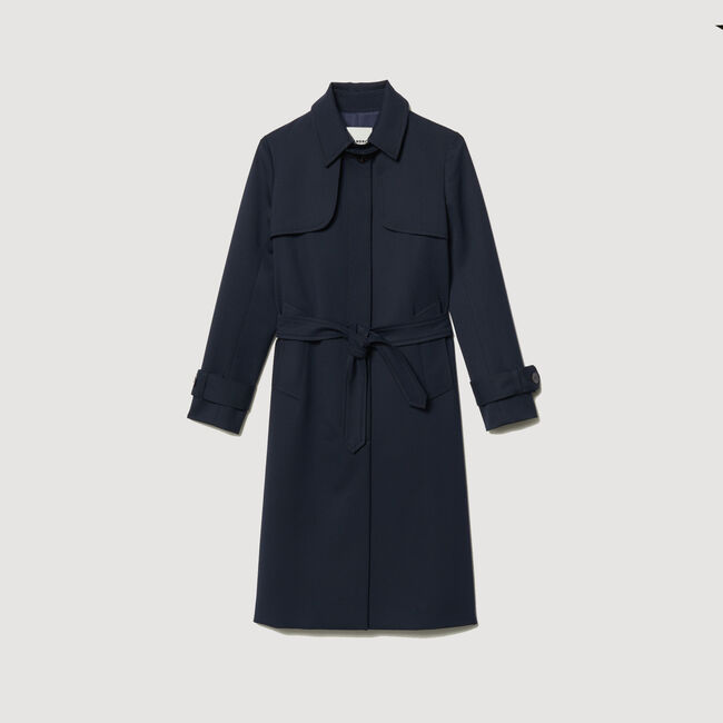 Trenchcoat met geplooid inzetstuk