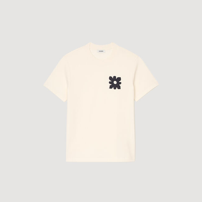 T-shirt met detail bloem
