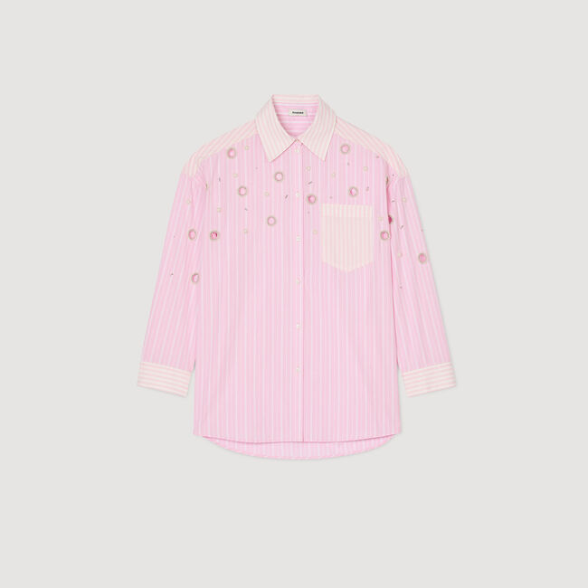 Overhemdblouse gestreept met stras