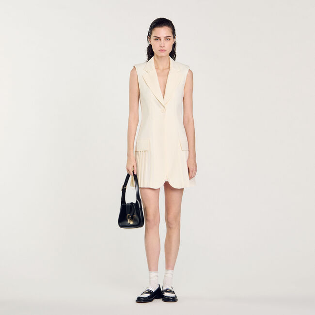 Korte jurk blazer stijl geplooid